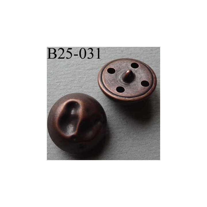bouton fantaisie métal bosselé 25 mm couleur cuivre accroche un anneau diamètre 25 millimètres
