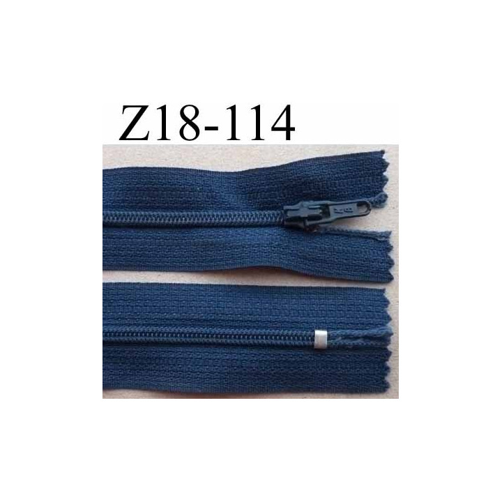 fermeture zip à glissière longueur 18 cm couleur bleu non séparable largeur 2.5 cm glissière nylon largeur du zip 4 mm