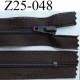 fermeture zip à glissière longueur 25 cm couleur marron foncé non séparable largeur 2.5 cm glissière nylon largeur 4 mm