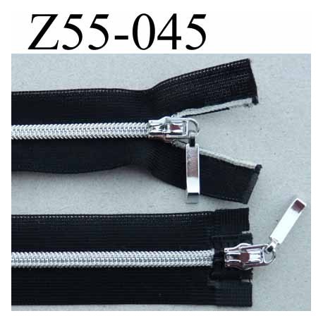 fermeture zip invisible longueur 55 cm couleur noir non séparable double curseur largeur 2.2 cm glissière nylon largeur 4 mm