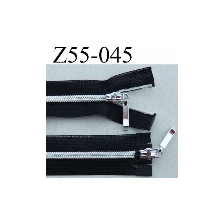fermeture zip invisible longueur 55 cm couleur noir non séparable double curseur largeur 2.2 cm glissière nylon largeur 4 mm