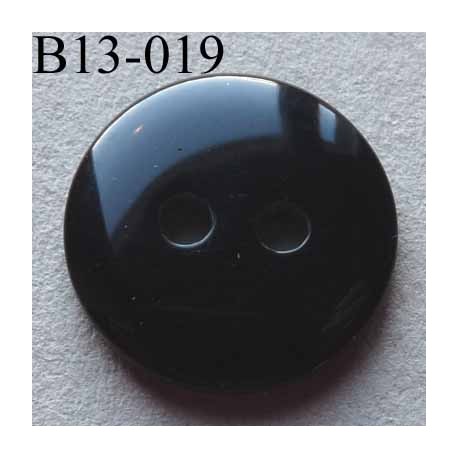 bouton diamètre 13 mm couleur noir brillant 2 trous diamètre 13 mm