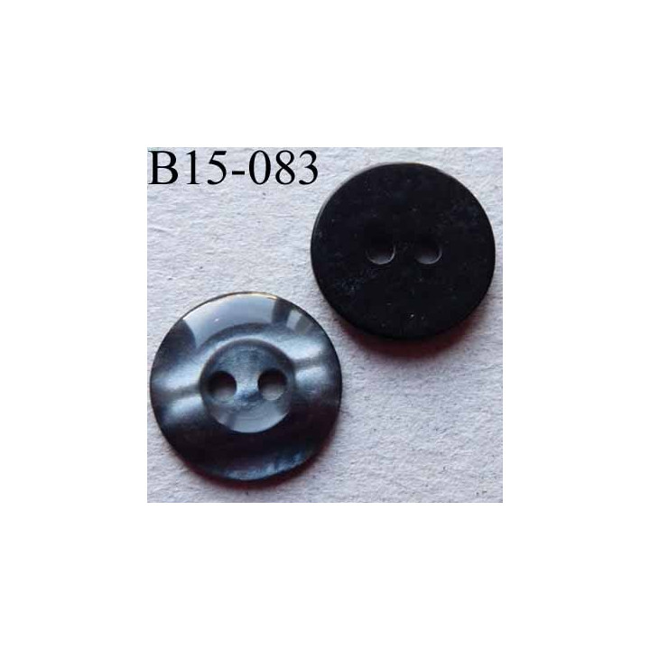 bouton diamètre 15 mm  couleur anthracite gris dégradé brillant bordure large 5 mm 2 trous diamètre 15 mm