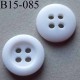 bouton diamètre 15 mm  couleur blanc 4 trous diamètre 15 mm