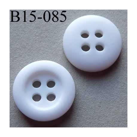 bouton diamètre 15 mm  couleur blanc 4 trous diamètre 15 mm