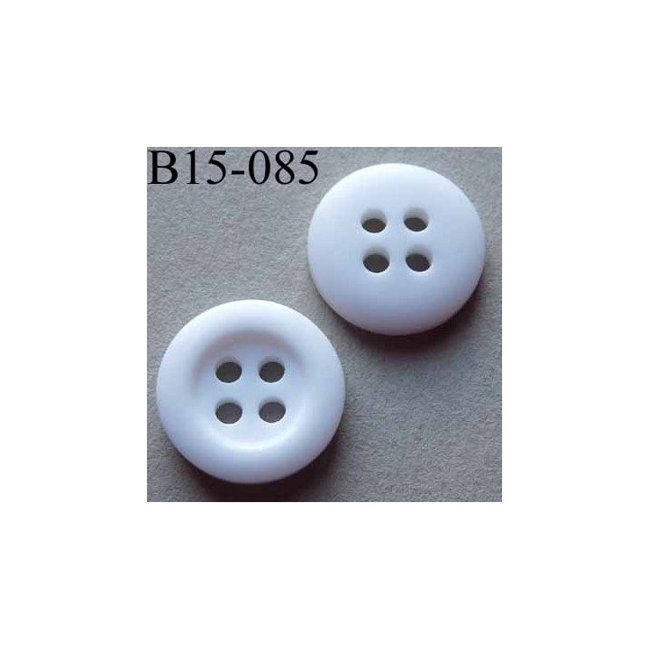 bouton diamètre 15 mm  couleur blanc 4 trous diamètre 15 mm