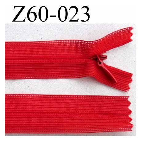 fermeture zip invisible longueur 60 cm couleur rouge non séparable largeur 2.2 cm glissière nylon largeur 4.2 mm