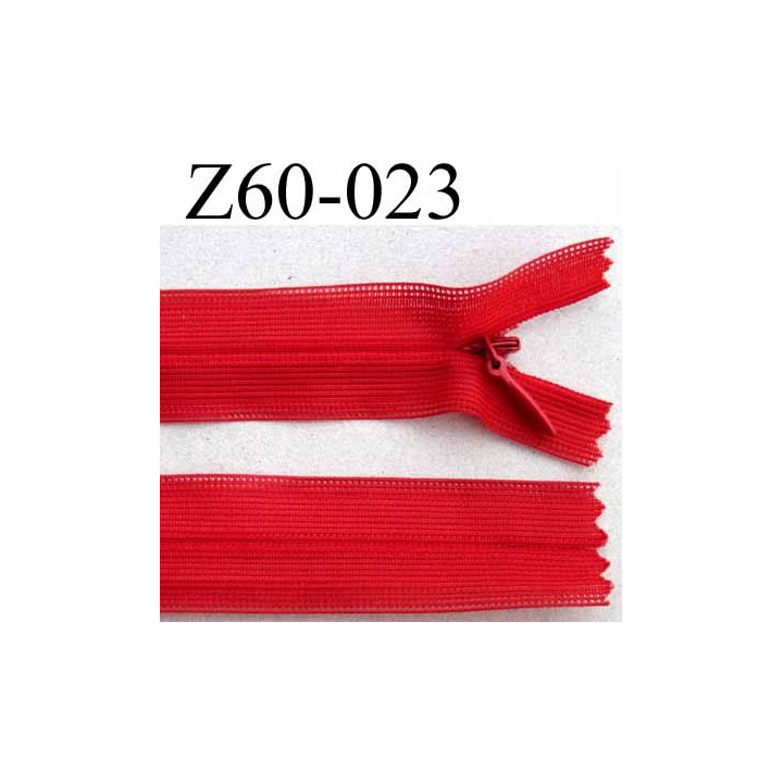 fermeture zip invisible longueur 60 cm couleur rouge non séparable largeur 2.2 cm glissière nylon largeur 4.2 mm