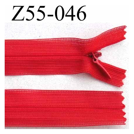 fermeture zip à glissière invisible longueur 55 cm couleur rouge non séparable largeur 2.5 cm glissière nylon largeur 4.2 mm