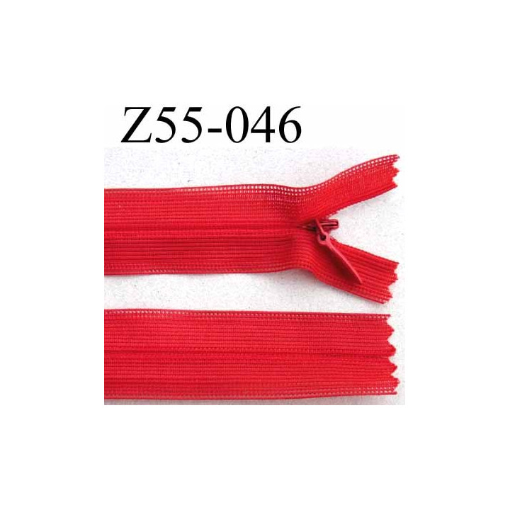 fermeture zip à glissière invisible longueur 55 cm couleur rouge non séparable largeur 2.5 cm glissière nylon largeur 4.2 mm