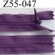 fermeture zip à glissière invisible longueur 55 cm couleur violet prune non séparable largeur 2.5 cm glissière nylon 4.2 mm