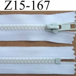 fermeture zip à glissière longueur 15 cm couleur blanc  non séparable zip nylon largeur 3 cm largeur du zip 6 mm