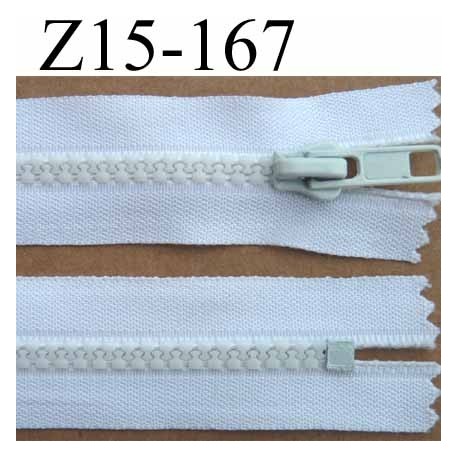 fermeture zip moulé à glissière longueur 15 cm couleur blanc non séparable zip nylon largeur 3 cm largeur du zip 6 mm