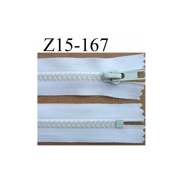 fermeture zip moulé à glissière longueur 15 cm couleur blanc  non séparable zip nylon largeur 3 cm largeur du zip 6 mm