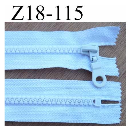 fermeture zip moulé à glissière longueur 18 largeur 3.3 cm couleur blanc non séparable zip nylon largeur de la glissière 6.5 mm