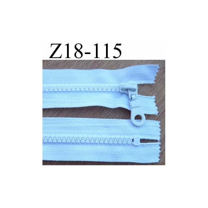 fermeture zip moulé à glissière longueur 18 largeur 3.3 cm couleur blanc non séparable zip nylon  largeur de la glissière 6.5 mm