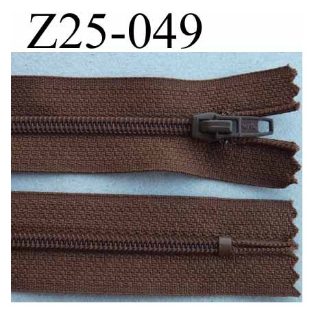 fermeture zip à glissière longueur 25 cm couleur marron non séparable largeur 2.5 cm glissière nylon largeur 4 mm