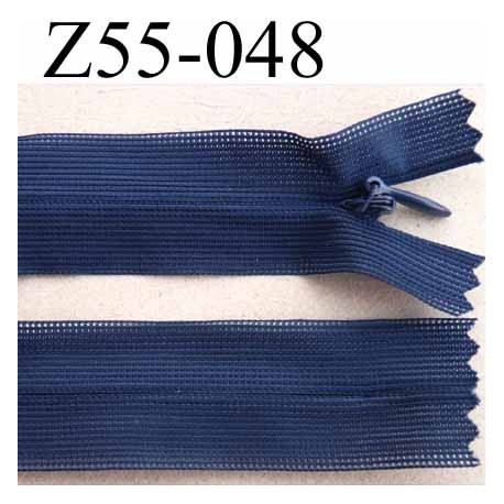 fermeture zip à glissière invisible longueur 55 cm couleur bleu non séparable largeur 2.3 cm glissière nylon largeur 4 mm
