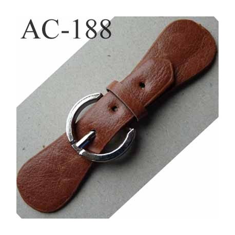 brandebourg simili cuir couleur marron boucle métal longueur 14 cm vendu à l'unité