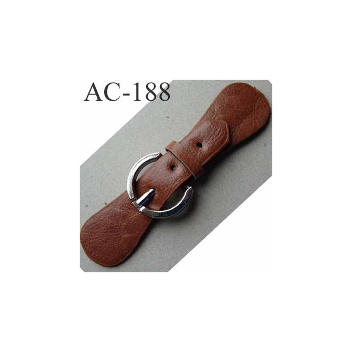 brandebourg simili cuir couleur marron boucle métal longueur 14 cm vendu à l'unité