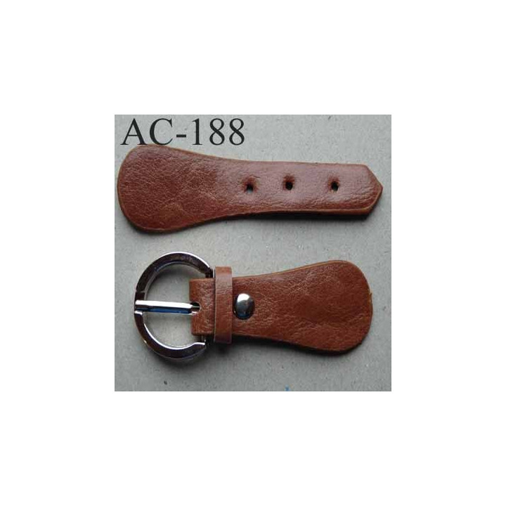 brandebourg simili cuir couleur marron boucle métal longueur 14 cm vendu à l'unité