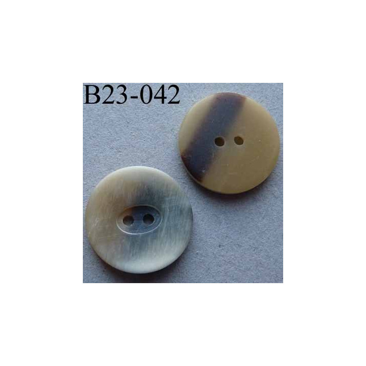 bouton diamètre 23 mm couleur écru beige marron mat 2 trous diamètre 23 mm