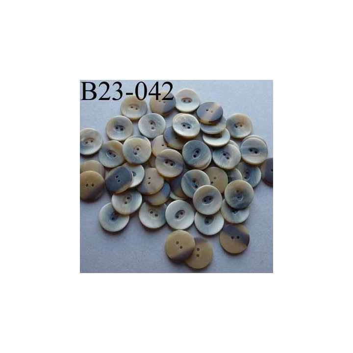 bouton diamètre 23 mm couleur écru beige marron mat 2 trous diamètre 23 mm