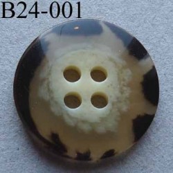 bouton diamètre 24 mm couleur beige marron translucide 4 trous diamètre 24 mm