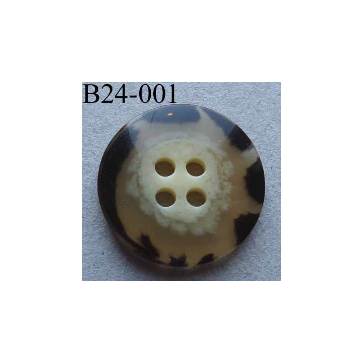 bouton diamètre 24 mm couleur beige marron translucide 4 trous diamètre 24 mm