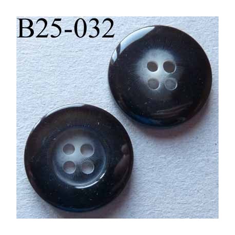 bouton diamètre 25 mm couleur bordure noir et centre gris 4 trous diamètre 25 mm