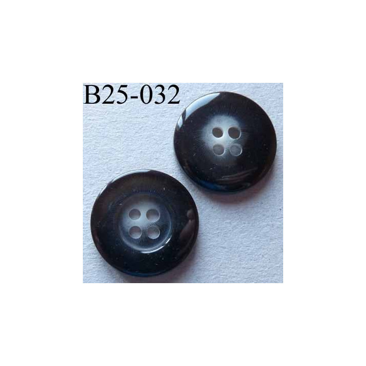 bouton diamètre 25 mm couleur bordure noir et centre gris  4 trous diamètre 25 mm