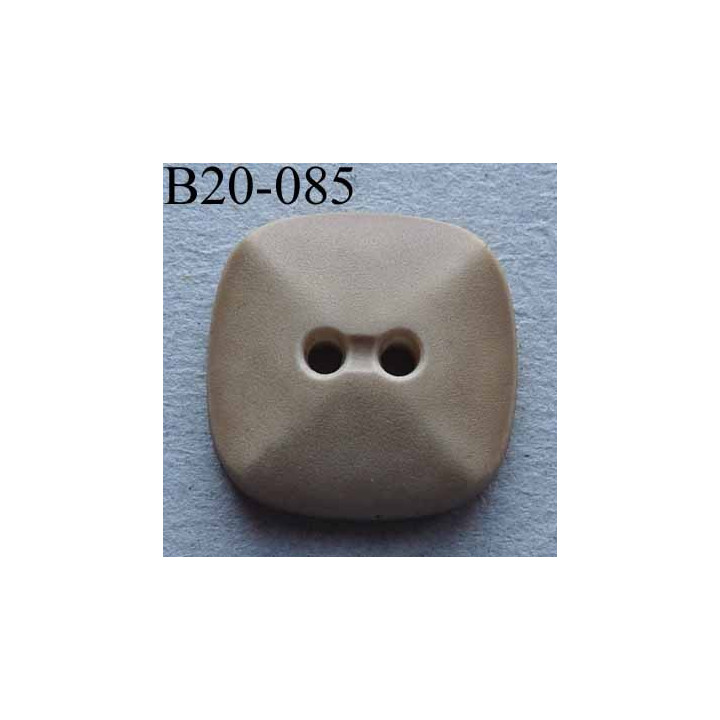 bouton carré  diamètre 20 mm couleur beige naturel mat 2 trous diamètre 20 mm