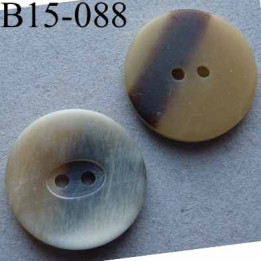 bouton diamètre 15 mm couleur écru beige marron mat 2 trous diamètre 15 mm