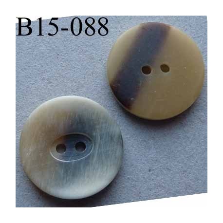 bouton diamètre 15 mm couleur écru beige marron mat 2 trous diamètre 15 mm