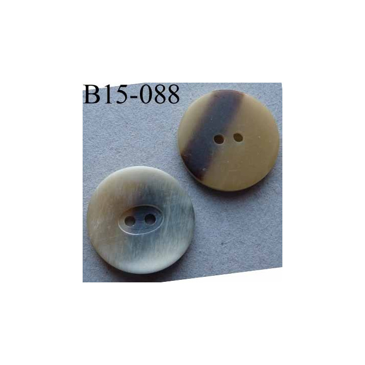 bouton diamètre 15 mm couleur écru beige marron mat 2 trous diamètre 15 mm