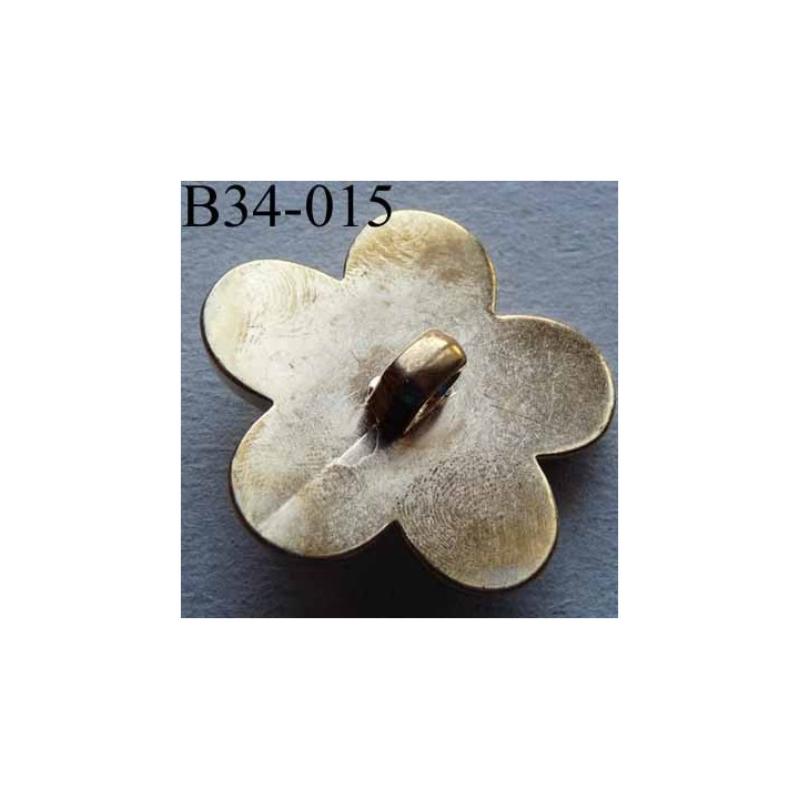 bouton fleur PVC diamètre 34 mm couleur ivoire et doré  accroche un anneau diamètre 34 mm