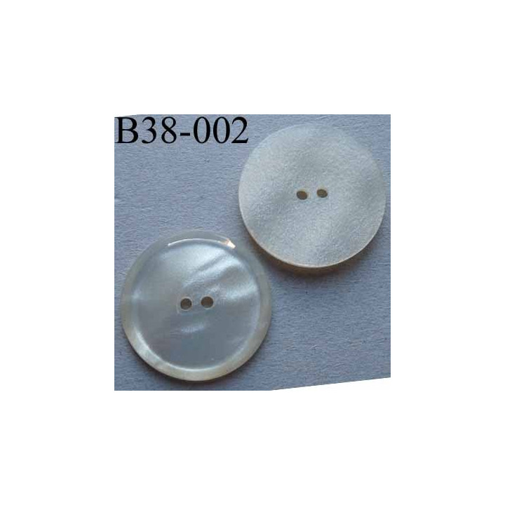 bouton diamètre 38 mm couleur nacre 2 trous diamètre 38 mm
