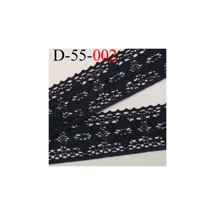 dentelle crochet ancienne 100 % coton noir largeur 55 mm vendu au mètre
