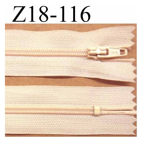 fermeture zip à glissière longueur 18 cm couleur beige crème non séparable largeur 2.5 cm glissière nylon largeur du zip 4 mm