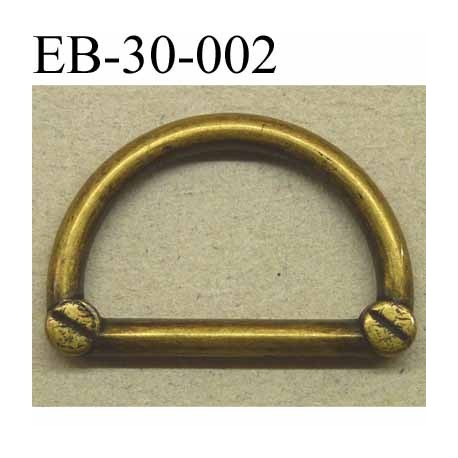 Boucle etrier anneau demi rond style ancien métal couleur laiton largeur extérieur 3 cm intérieur 2.3 cm hauteur 1.9 cm