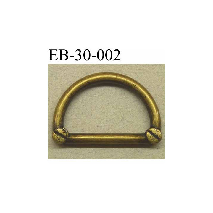 Boucle etrier anneau demi rond style ancien métal couleur laiton largeur extérieur 3 cm intérieur 2.3 cm hauteur 1.9 cm