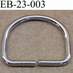 Boucle etrier anneau demi rond métal couleur chromé largeur 2.3cm largeur intérieur 2 cm  hauteur 1.8 cm épaisseur 2 mm