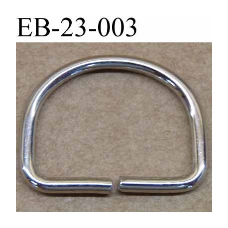 Boucle etrier anneau demi rond métal couleur chromé largeur 2.3cm largeur intérieur 2 cm hauteur 1.8 cm épaisseur 2 mm
