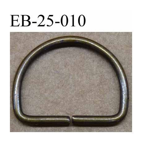 Boucle étrier demi rond en métal couleur bronze largeur extérieur 2.5 cm intérieur 2.1 cm iédal sangle de 2 cm hauteur 19.3 mm