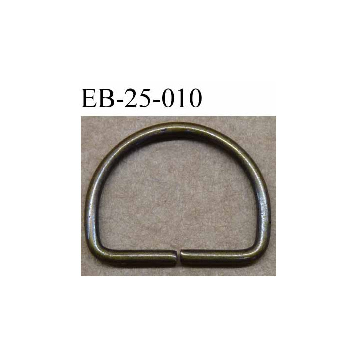 Boucle étrier demi rond en métal couleur bronze largeur extérieur 2.5 cm intérieur 2.1 cm iédal sangle de 2 cm hauteur 19.3 mm