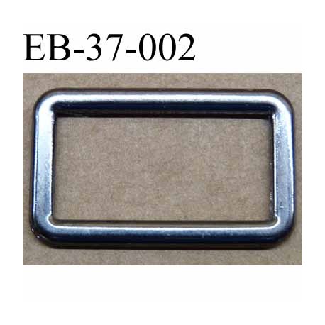 Boucle étrier rectangle métal couleur acier chromé largeur 3.7 cm et largeur intérieur 3 cm hauteur 2.2 cm épaisseur 2.5 mm