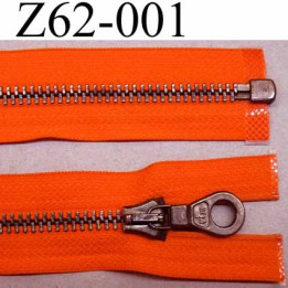 fermeture zip haut de gamme RIRI longueur 62 cm couleur orange lumineux séparable largeur 3.3 cm glissière métal largeur 6 mm