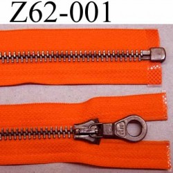 fermeture zip haut de gamme RIRI longueur 60 cm couleur orange lumineux séparable largeur 3.3 cm glissière métal largeur 6 mm