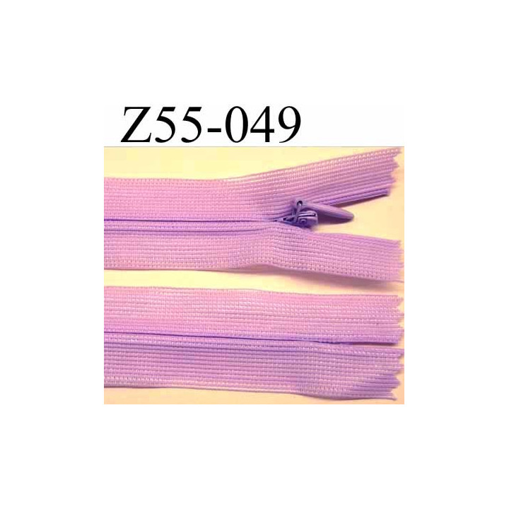fermeture zip à glissière invisible longueur 55 cm couleur parme violine non séparable largeur 2.5 cm glissière nylon 
