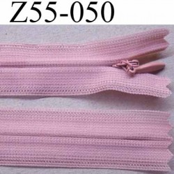 fermeture zip à glissière invisible longueur 55 cm couleur rose non séparable largeur 2.5 cm glissière nylon largeur 4.2 mm